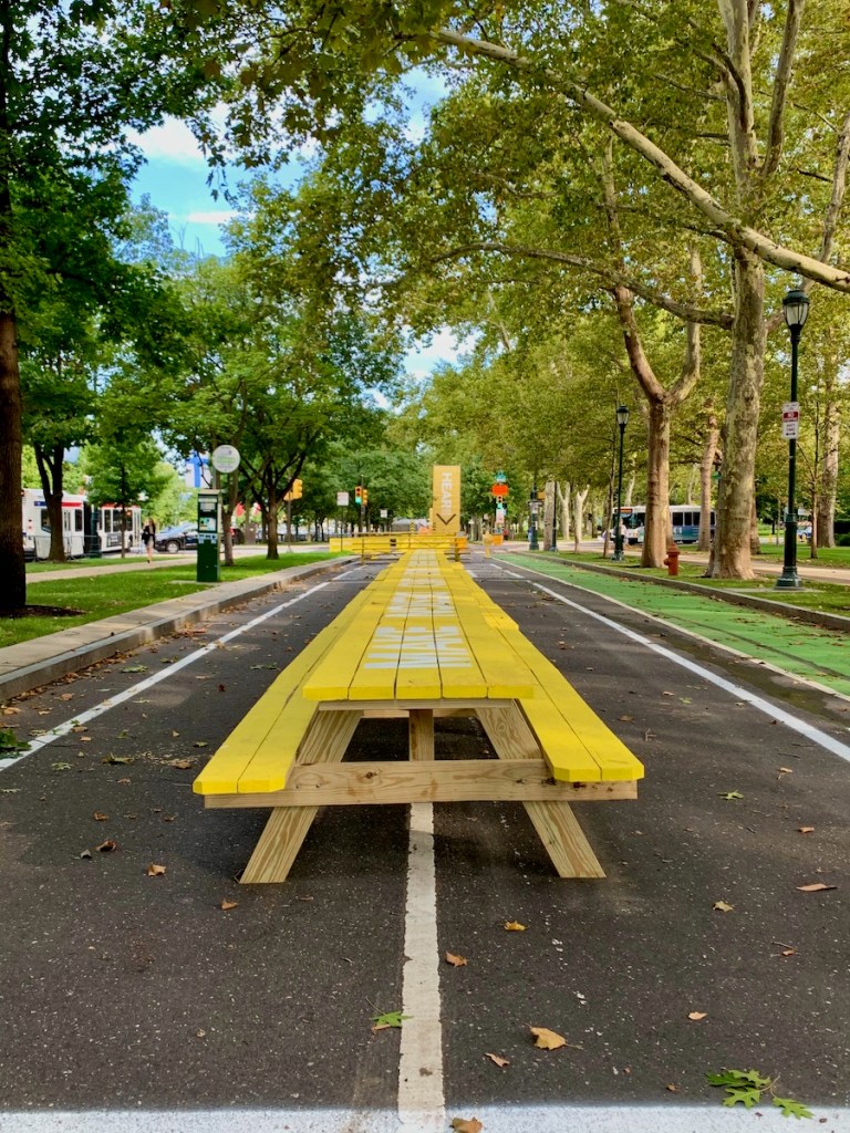 park bench picnic table