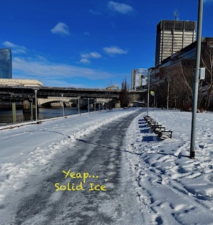 Schuykill Trail covered with ice in Phialdelphia