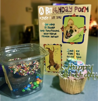 birthday card and sweet treats