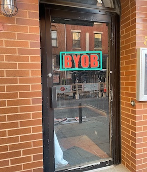 BYOB on business store door