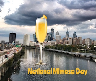 mimosa over the Philadelphia skyline