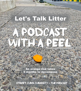 orange peel in street promoting podcast