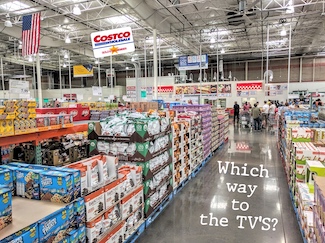 Costco store aisle with merchandise to buy