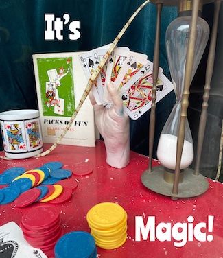 card tricks in store window