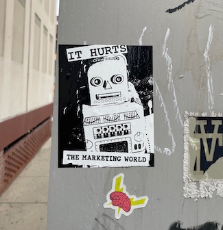 Graffiti sticker about marketing