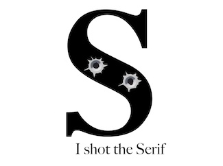 letter S in serif font with bullet holes