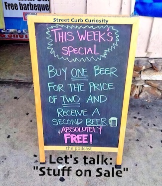 a joke beer sale sign on street