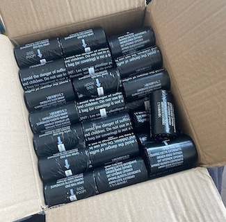 a box of dog poop bags