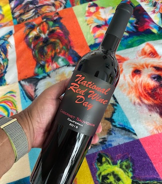 California bottle celebrating national red wine day