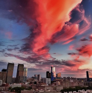 Philadelphia sunset, facing southwest