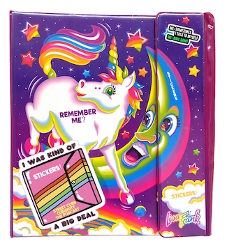 unicorn folder with stickers promoting street curb curiosity the podcast