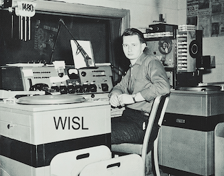 Tom Kutza in the WISL radio studios, Shamokin PA