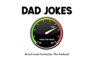 speedometer shows dad jokes per hour in podcast episode of street curb curiosity