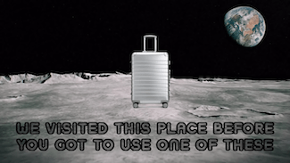 wheeled suitcase on the moon