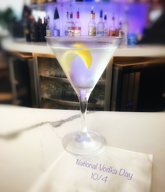 Martini at a bar for National Vodka Day