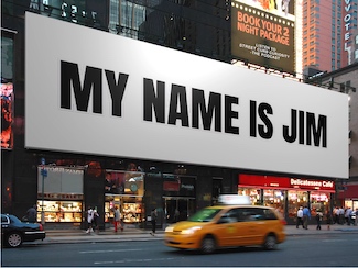 billboard highlighting Jim for National Jim Day