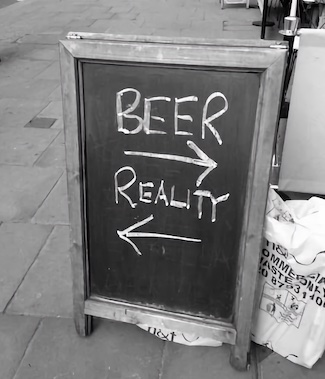 Beer sign outside of local bar