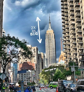 Empire State boiling in New York City for size comparison to the January 2022 meteor