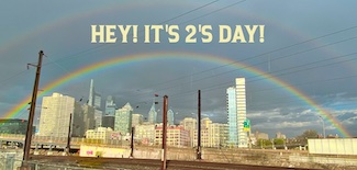 Rainbow over Philadelphia to celebrate 2's day 2/22/22 on a Tuesday