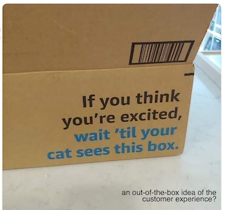 a clever marketing statement on a shipment box