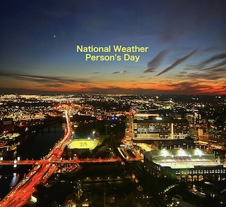 A sunset in south Philadelphia for national weather person's day in February