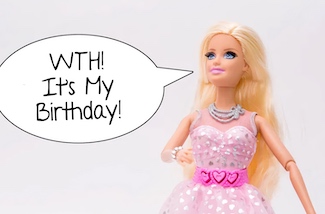 Image of Barbie for her birthday on March 9, with a life lesson on age.