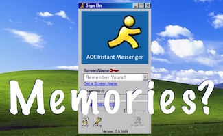 sign on screen for the original AOL Instant Messenger as a test of your memory