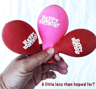 deflated birthday balloons to highlight the effect of under delivering on a new customers expectations.