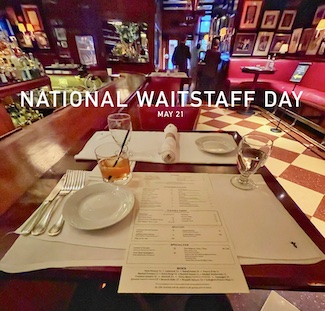 a NYC restaurant table to highlight national waitstaff day on may 21 for the daily blog from www.caremoretoday.com