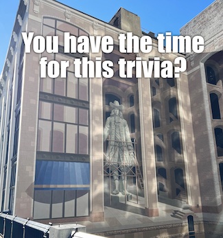 William Penn mural in Philadelphia to highlight a quote about time and trivia about dinosaurs for the daily motivational blog www,caremoretoday.com 