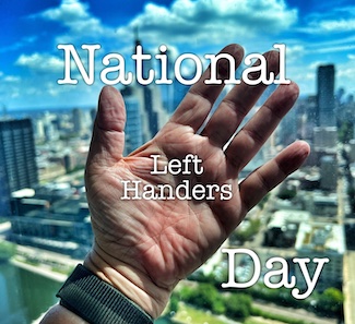 a left hand high over the city for national left handers day, from the motivational daily blog www.caremoretoday.com 