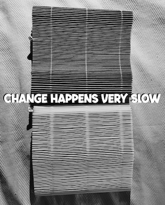 before and after image of how dirty an air filter gets after six months in philadelphia for the daily thought blog from www.caremoretoday.com