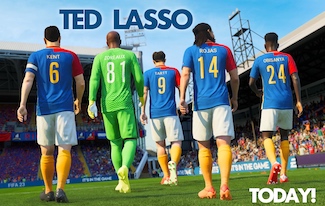 digital player representation of AFC Richmond from the Ted Lasso show for the FIFA23 game. available September 30