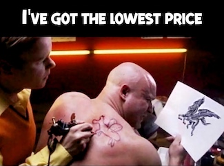 a very low quality tattoo as a result of a low price as an idea about quality from the daily thought blog www.caremoretoday.com