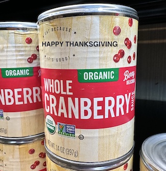 cans of cranberry sauce with a thanksgiving idea from the daily thought blog www.caremoretoday.com