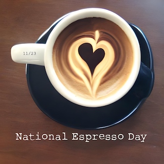 An "AI" generated image of espresso and Dementors, for National Espresso Day in November from the daily thought blog www.caremoretoday.com