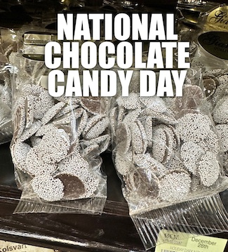 bags of dark chocolate candy for a national holiday in December 