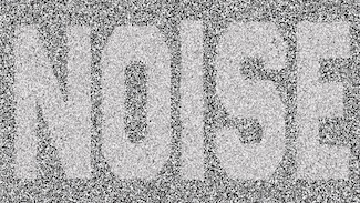 the word noise in big bold typeface on a field of white noise