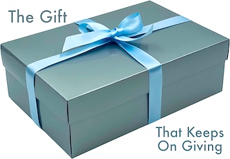 a gift box with a blue ribbon for an idea of the gift of experience from the daily thought blog www.caremoretoday.com