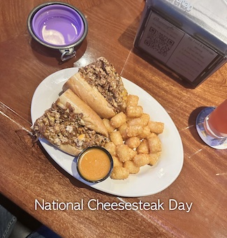 a chicken cheese steak sandwich with onions from a great local bar in downtown (center city) philadelphia