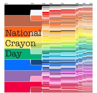 the colors of crayons over the years since their start in 1903