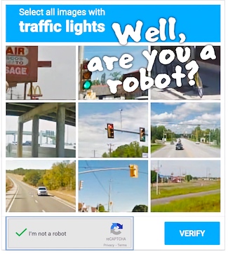 a captcha dialing screen on a computer asking you to prove you are not a robot.