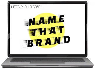 a laptop screen with the words name that brand