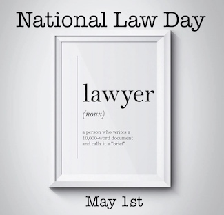 a framed poster showing the definition of what a lawyer is. (yes, a noun)