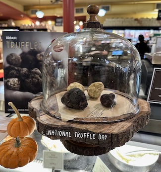truffles under glass in a store display for national truffle day in May.  At a local business called Dibruno Brothers in Philadelphia