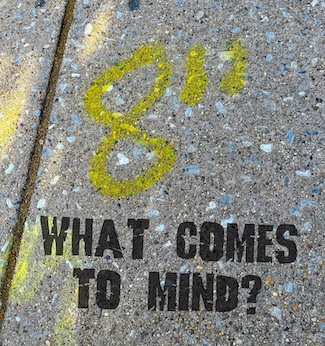8 inches spray painted on a city sidewalk as a thought for today's blog from care more today, what comes to mind?