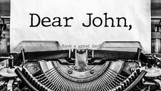 a "dear John" note started on an old fashioned typewriter for National John Day