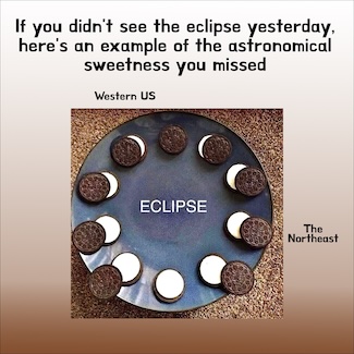 a plateful of Oreo cookies to demonstrate the phases of an eclipse