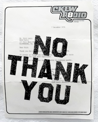 a job rejection letter from 1976 as a thought starter from a daily blog thinking that saying "no thank you" is as important as saying YES.