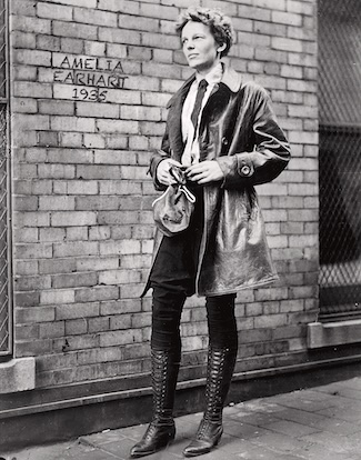 Amelia Earhart looking fashionable in 1935 for her flight to California